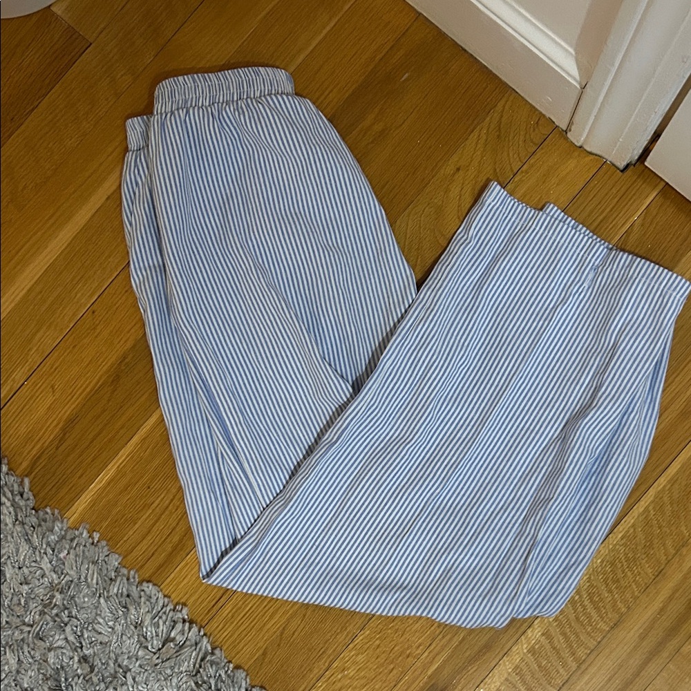 Blue and White Striped Pants